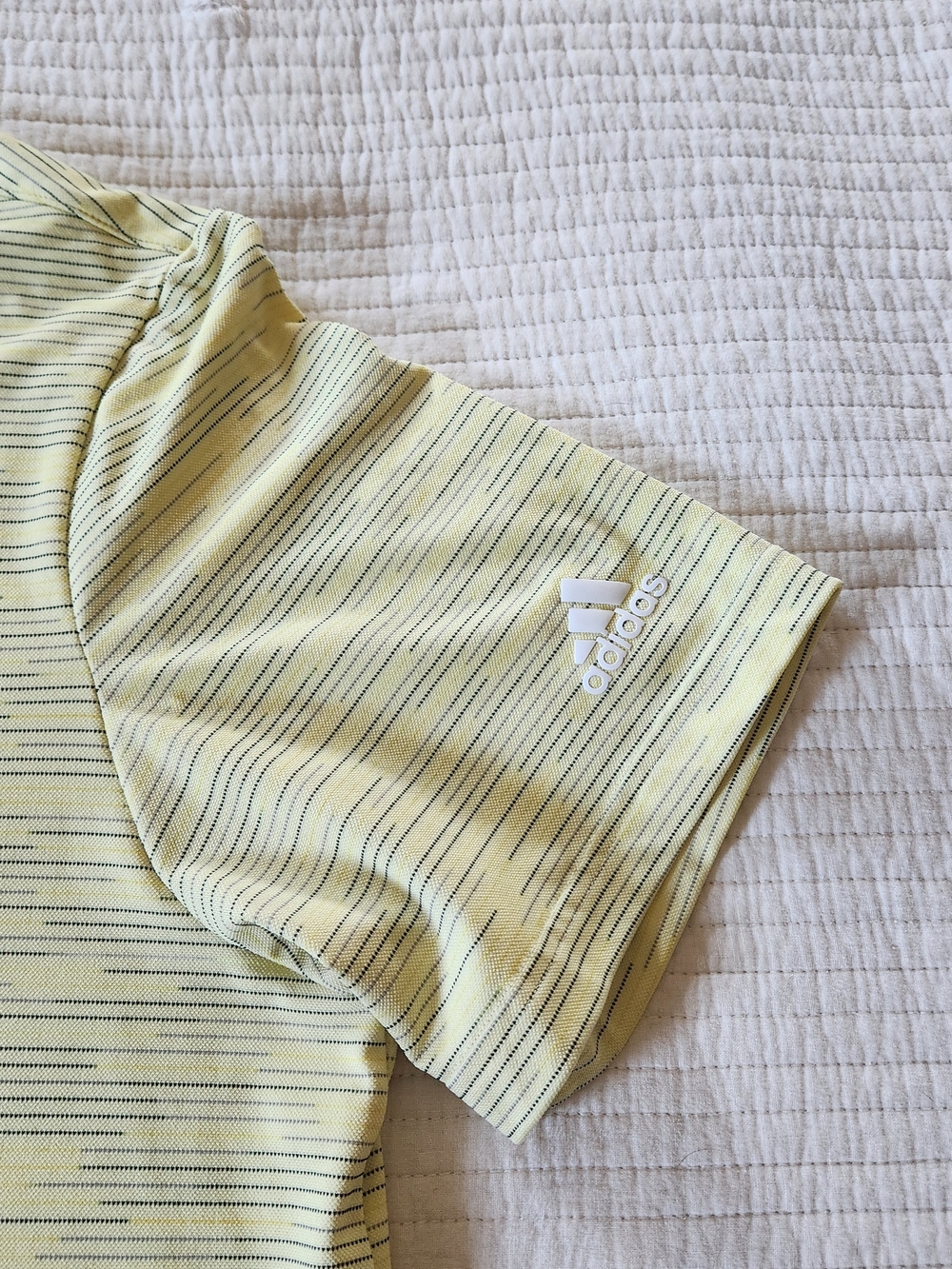 adidas Men’s Pale Yellow Striped Polo Shirt Size XL - Picture 8 of 10